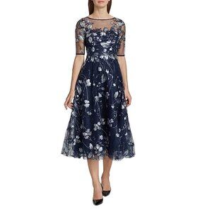 Embroidered Tulle Tea Dress